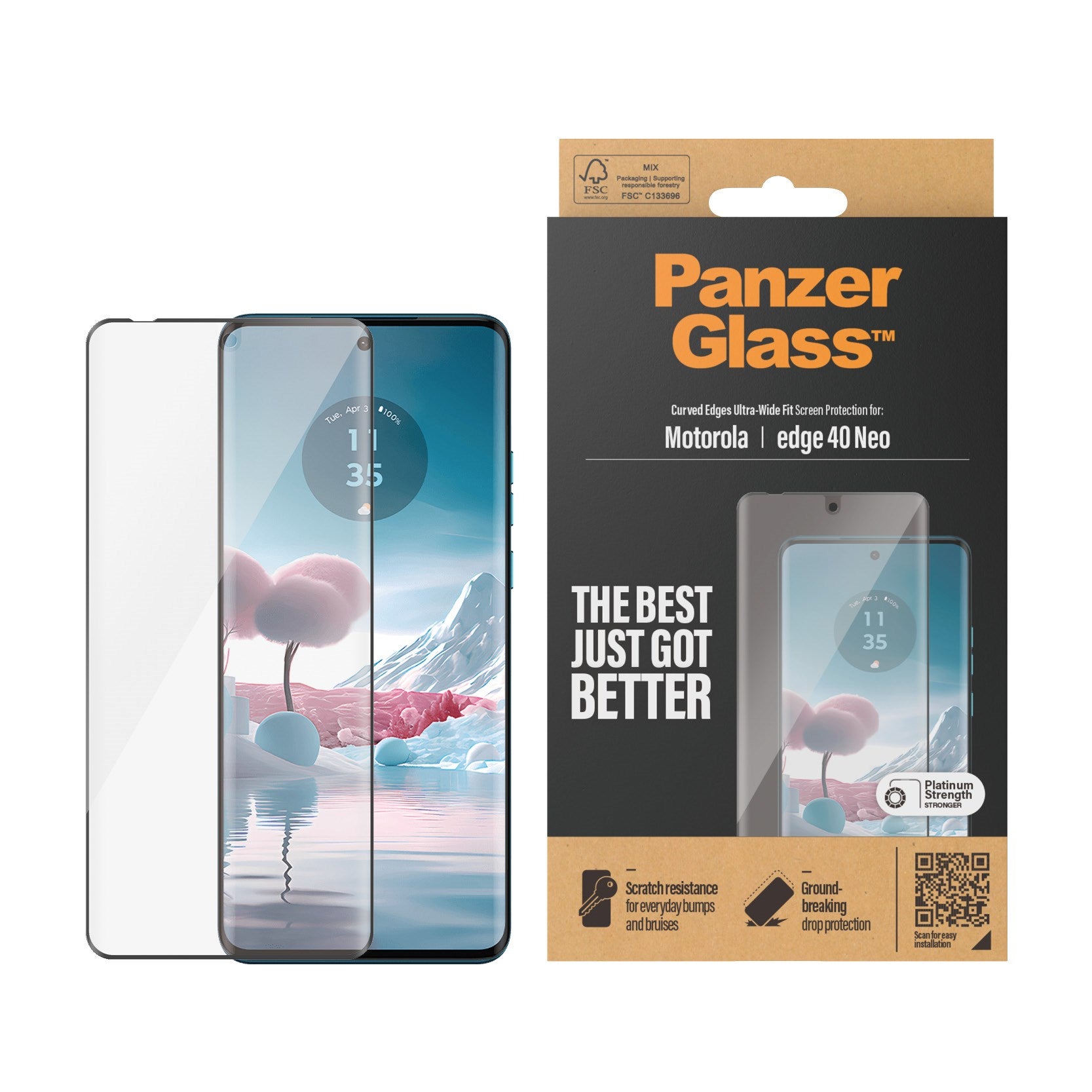 PanzerGlass® Skærmbeskytteren Motorola Moto Edge 40 NEO | Ultra-Wide Fit